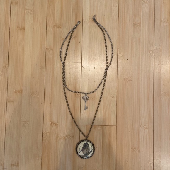 double strand owl + key necklace - Picture 2 of 2